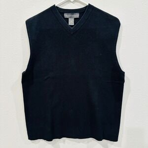 Banana Republic Mens Black V Neck Sleeveless Sweater Vest Cotton Size M classic